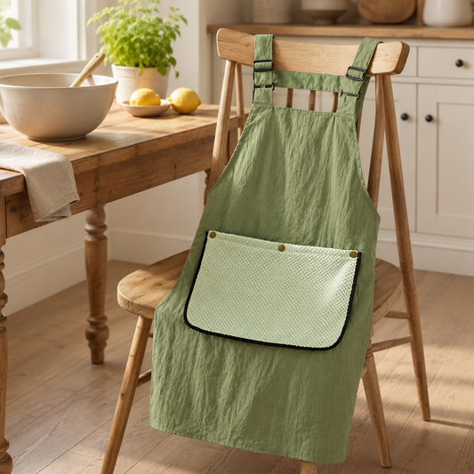 Adjustable Cross Back Apron with Pocket – Polyester Kitchen Apron for Women, Lightweight Work Apron for Cooking, Baking, Gardening & Crafts