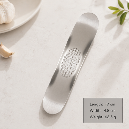 Arc-Shaped Stainless Steel Garlic Press – Manual Crusher, Mincer & Masher for Kitchen Use