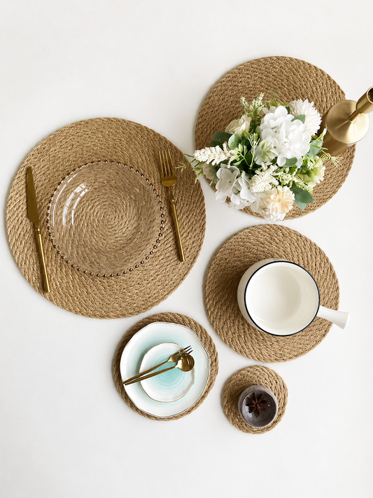 Woven Seagrass Table Mat – Round Natural Placemat Heat Resistant Trivet Non-Slip Rustic Dining Decor