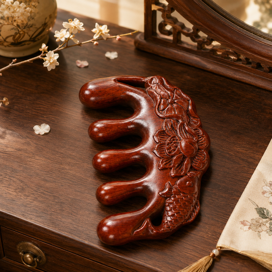 Lotus Fish Massage Comb -Golden Silk Sandalwood