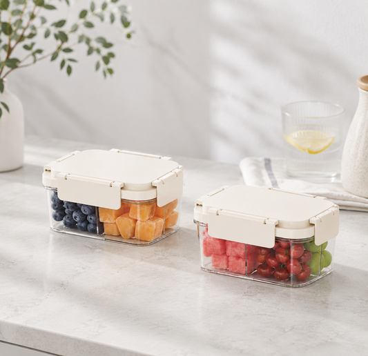 800ml Leakproof Fruit Box Portable Compartment Food Storage Container for Lunch & Travel