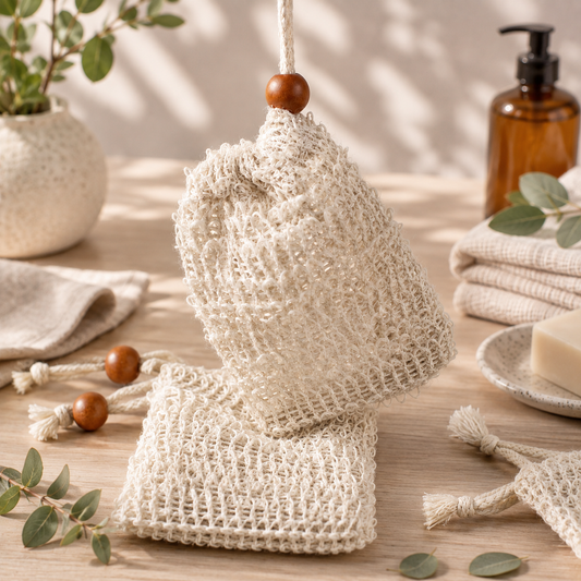 Linen Soap Bag | Handmade Soap Saver Pouch with Drawstring for Shower & Bath