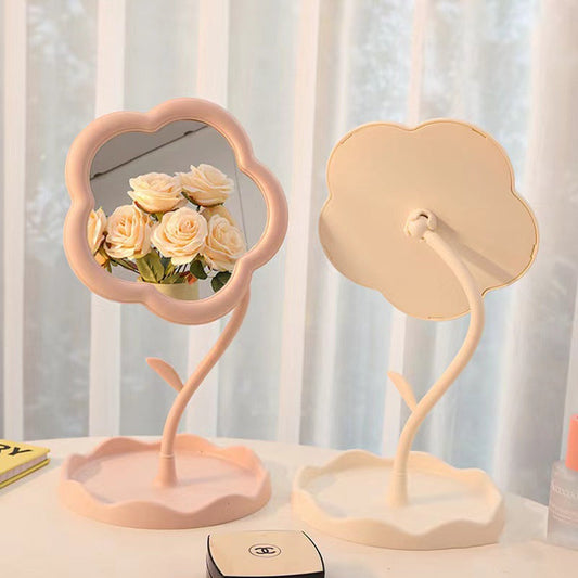 Flower Vanity Mirror- With Storage Tray & 360° Rotation