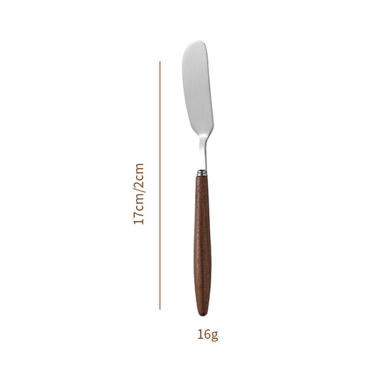 Stainless Steel Butter Knife with Walnut Wood Handle, Long-Handled Spreader for Butter, Jam, Cream Cheese, and Icing