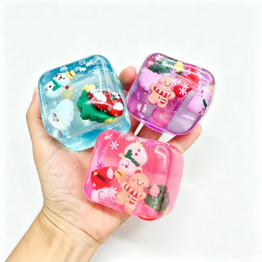 Christmas  Squishy Toy – 5.5CM Cute Holiday Sensory Squeeze Block with Mini Christmas Figures, Soft Stress Relief Fidget Toy