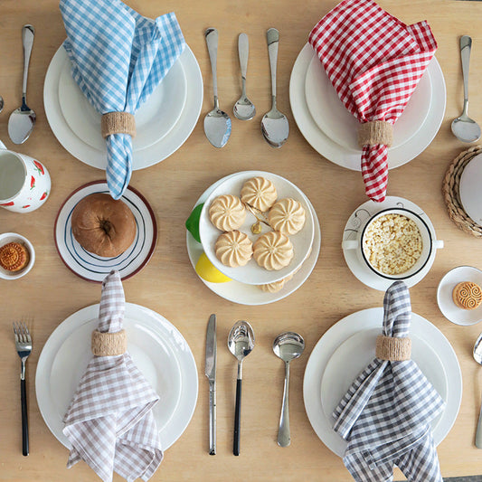 Check Cotton Napkin, Square Table Linen Placemat & Dinner Napkin