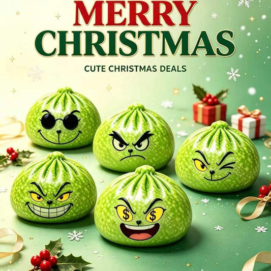 12-Pack Green Christmas Dumpling Squishy Toys, 8.5cm TPR Stress Relief Fidget Toys