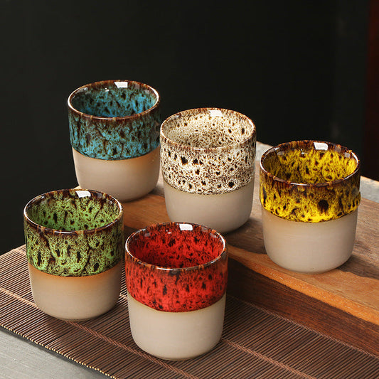 150ml Reactive Glaze Ceramic Cup – Handleless Tea & Coffee Tumbler for Espresso, Sake, Café, Restaurant, Office & Home Drinkware