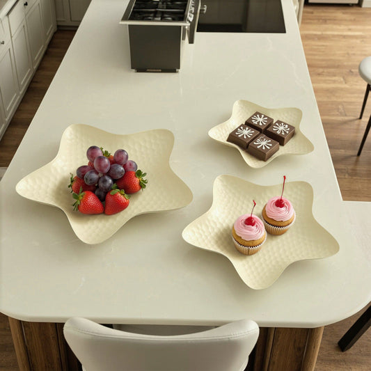 Metal Starfish Serving Tray – Textured Decorative Plate Tabletop Display & Home Decor