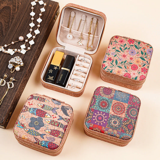 Patterned Travel Jewelry Case – Stackable Organizer for Necklaces & Accessories