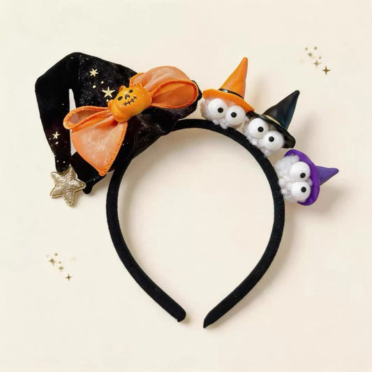 Halloween Witch Hat Headband with Bow and Funny Eyes,
