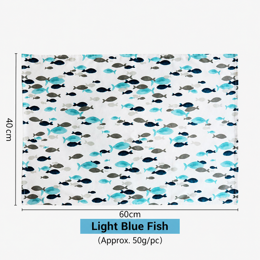 Mediterranean Blue Fish Print Napkin, Kitchen Tea Towel & Home Textile
