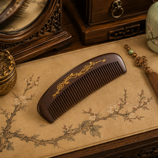 Black Golden Sandalwood Hair Comb