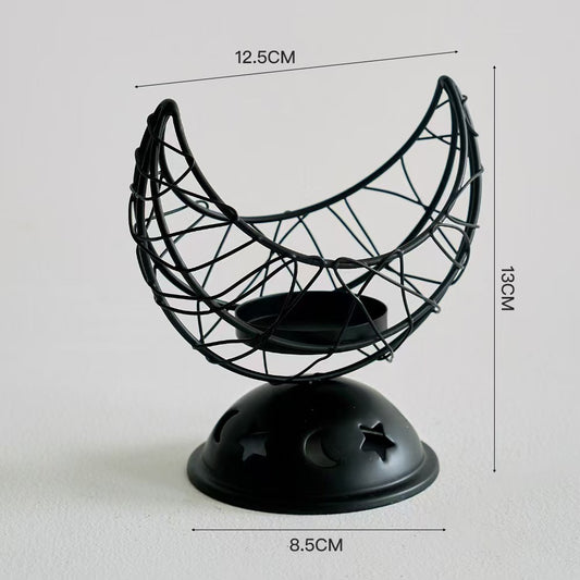 Crescent Moon Metal Incense Burner, Iron Decor Piece