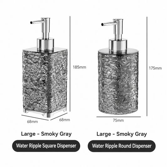 moky Grey Wave Texture Refillable Pump Bottle, Modern Bathroom Lotion & Shampoo Dispenser, Minimalist Travel Container