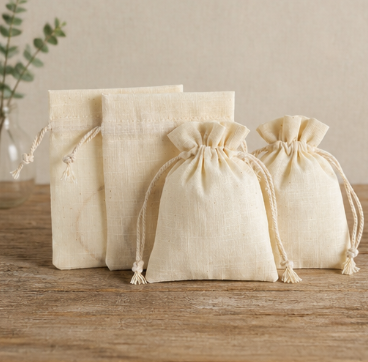 Bamboo Cotton Drawstring Pouch – Flannel Jewelry Bag Cord Lock Storage Pouch Jewelry Packaging Bag