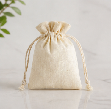Bamboo Cotton Drawstring Pouch – Flannel Jewelry Bag Cord Lock Storage Pouch Jewelry Packaging Bag