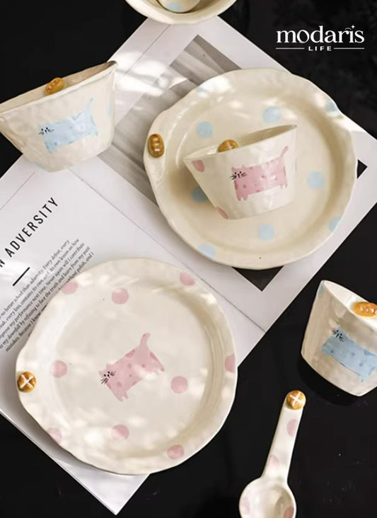 Kitty Charm Hand-Painted Plate