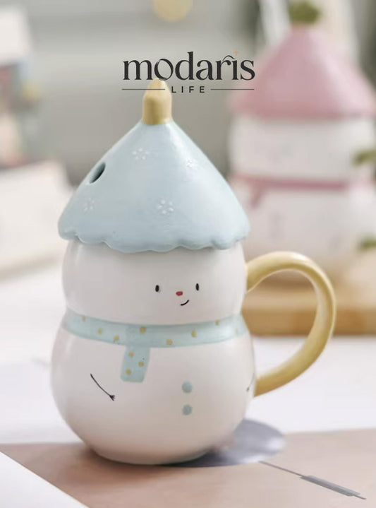 Snowy Cheer Christmas Mug with Lid