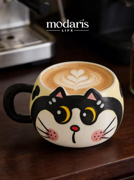 Playful Kitty Artisan Coffee Cup Set